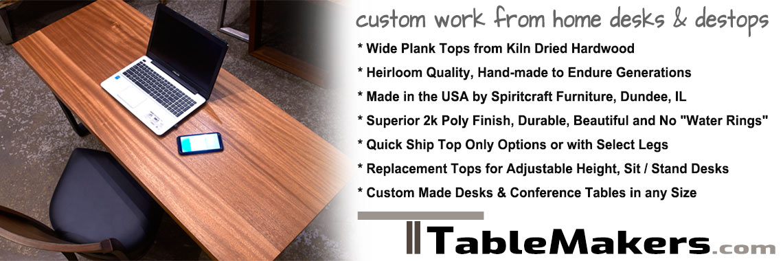 Work from home custom solid wood desks and desktops