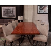 Bubinga Wide Plank Dining Table with Custom Base - Made in the USA - Free Shipping