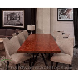 Bubinga Wide Plank Dining Table with Custom Base - Made in the USA - Free Shipping